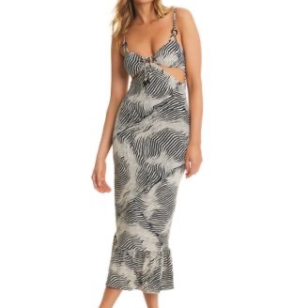 Red Carter - Womens Tie-Front Side-Cutout Black cover up dress